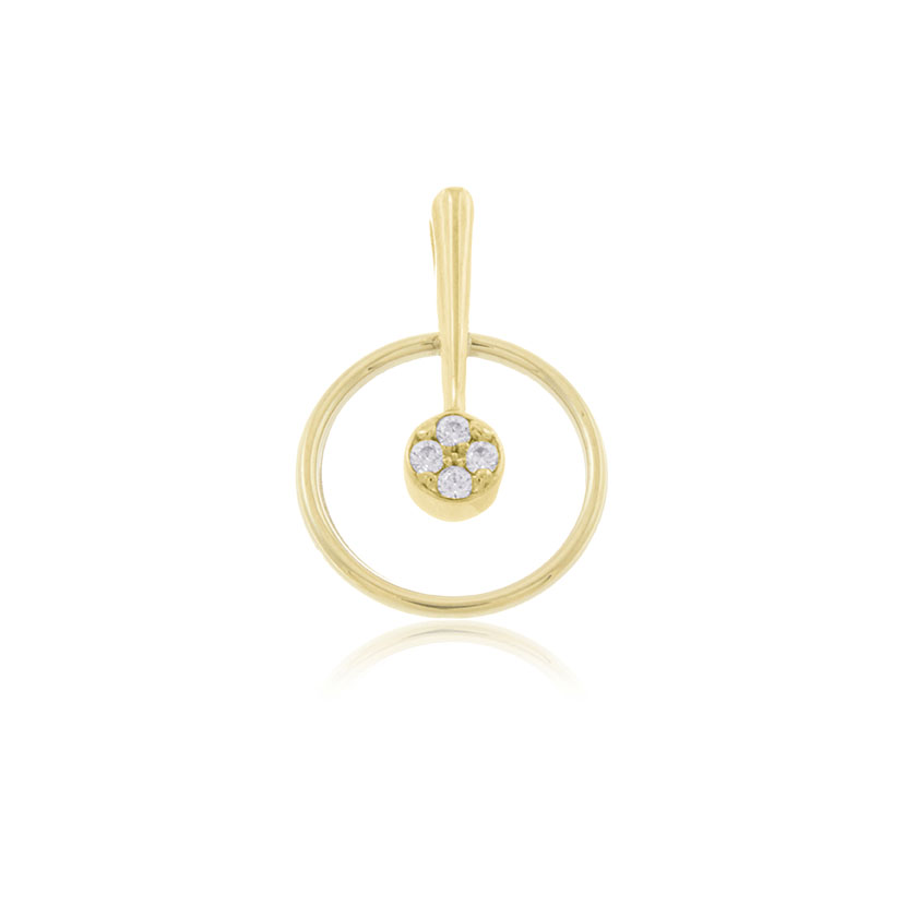 18K - COLGANTE TUBO REDONDO (13mm) CON BARRETA Y CHATON (4mm)