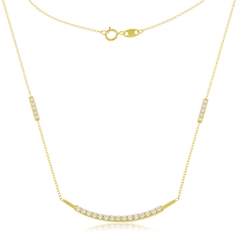 14K - GARGANTILLA BARRETA CURVA CON PERNOS 32mm + 2 BARRETAS