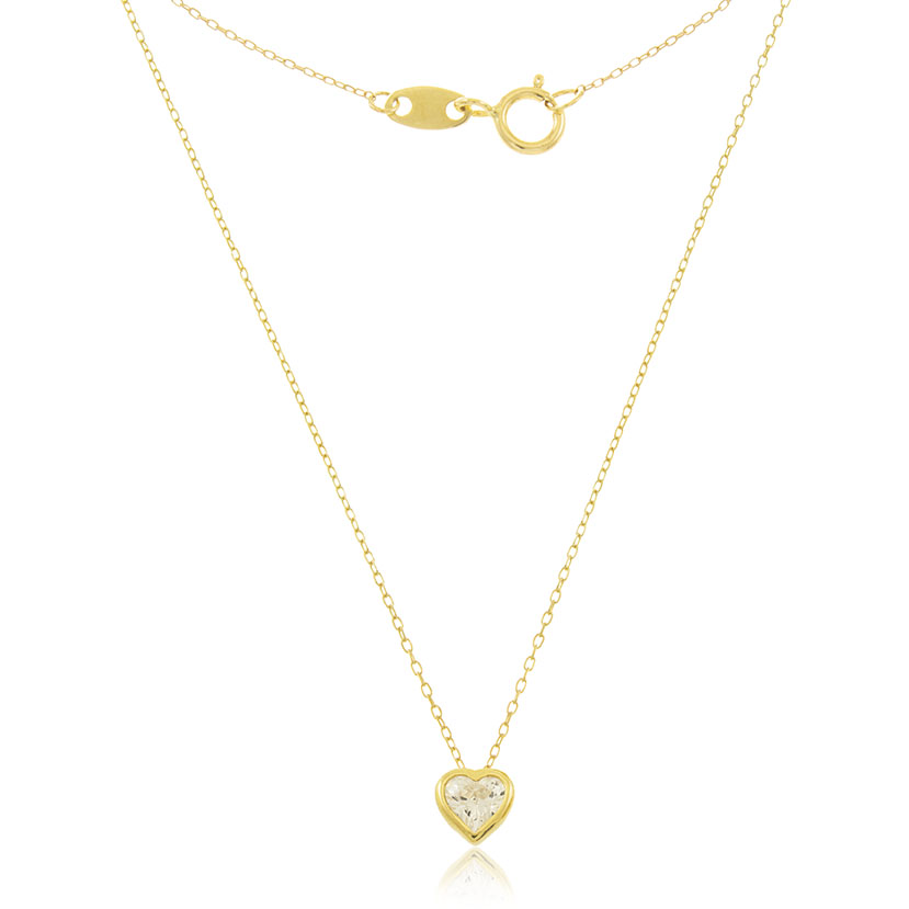18K - GARGANTILLA COLGANTE CORAZON 5.10x5.50mm CIRCONITA 4x4mm