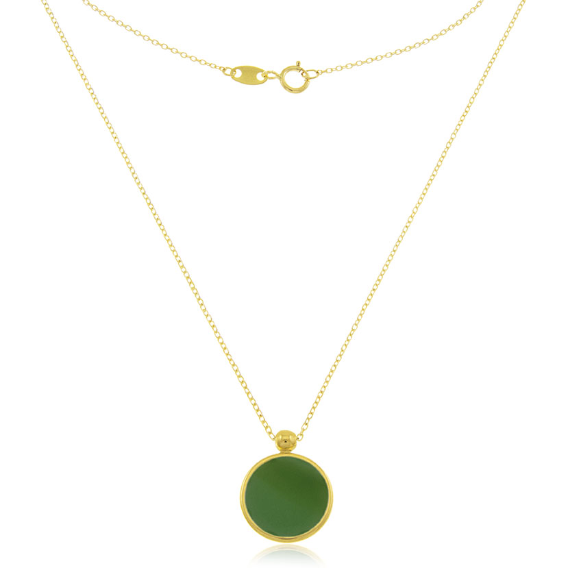 18K - GARGANTILLA CON PIEDRA (12mm) DE DOBLE FACETA COLOR VERDE