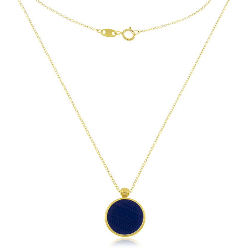 18K - GARGANTILLA CON PIEDRA (12mm) DE DOBLE FACETA COLOR ZAFIRO