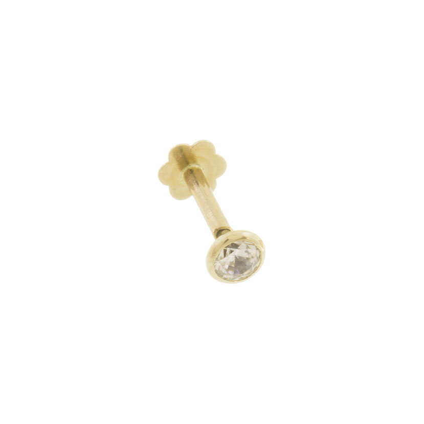 14K - PIERCING CARTILAGO ACUBILLADO CON CIRCONITA REDONDA (3mm)