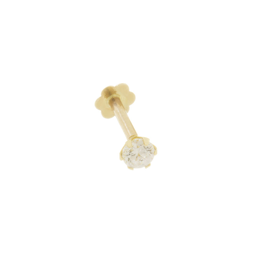 14K - PIERCING CARTILAGO GARRA CON CIRCONITA REDONDA (3mm)