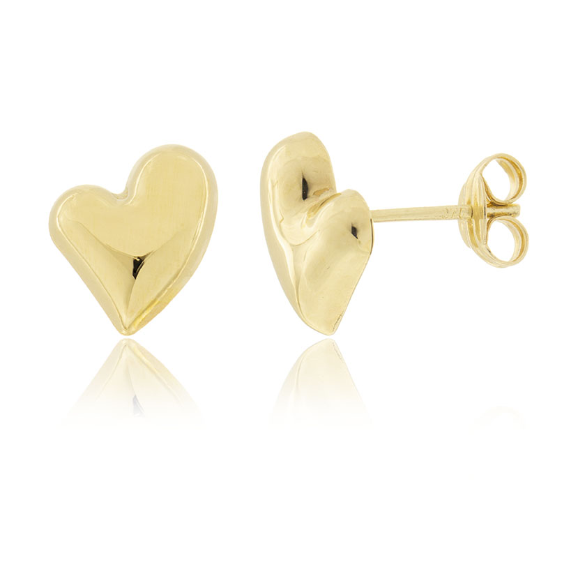 18K - PENDIENTES CORAZON ASIMETRICO (8x7mm)