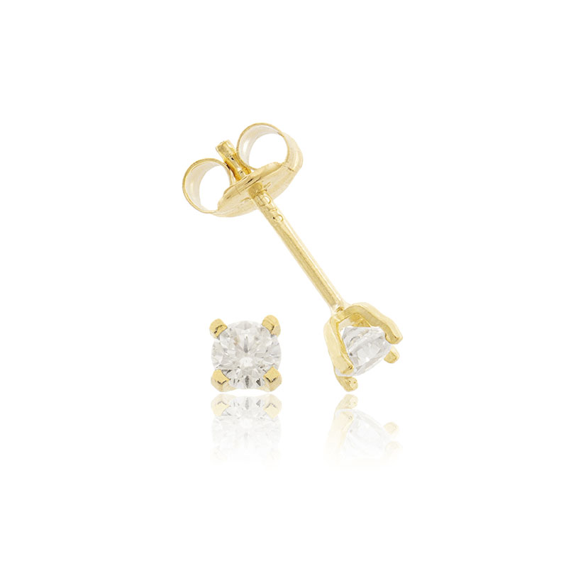 18K - PENDIENTES GARRA CON CIRCONITA REDONDA 3mm