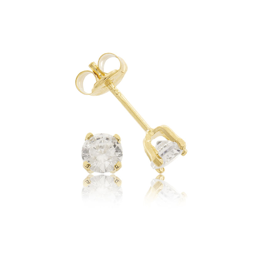 18K - PENDIENTES GARRA CON CIRCONITA REDONDA 4mm