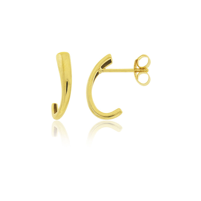 18K - PENDIENTES DE BANDA CURVA 12.30x2.50mm CON PALILLO DE 9mm