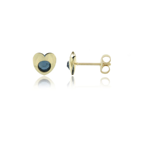 PENDIENTES LASER CORAZON Ø 6X5.8MM, PIEDRA AZUL Ø 3MM