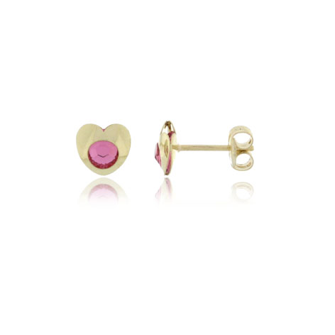 PENDIENTES LASER CORAZON Ø 6X5.8MM, PIEDRA ROSA Ø 3MM