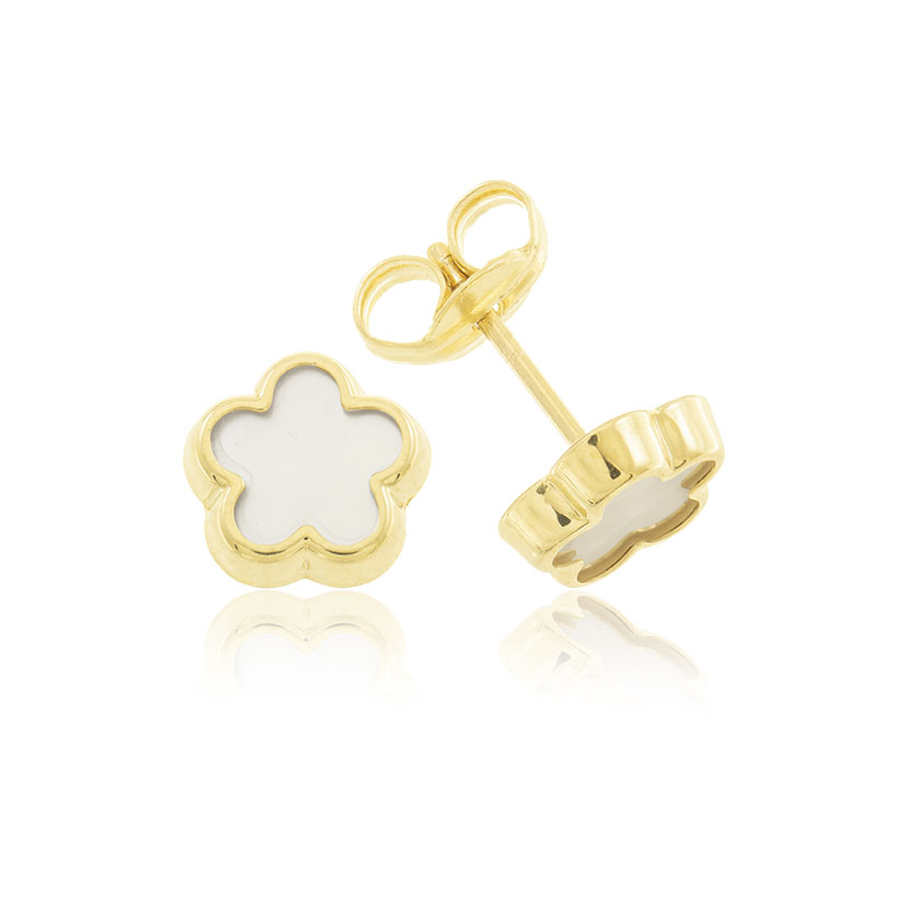 14K - PENDIENTES MARGARITA (7mm) CON NACAR. CIERRE PRESION