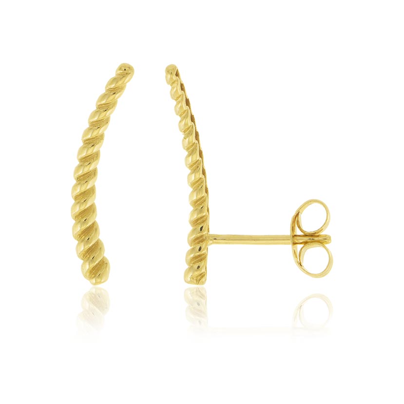 18K - PENDIENTES TREPADORES PRESION CON FORMA TRENZA (3.40x17mm)