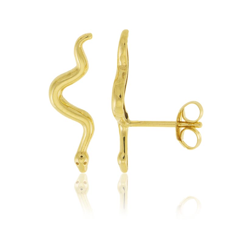 18K - PENDIENTES TREPADORES PRESION CON FORMA SERPIENTE (5x17mm)