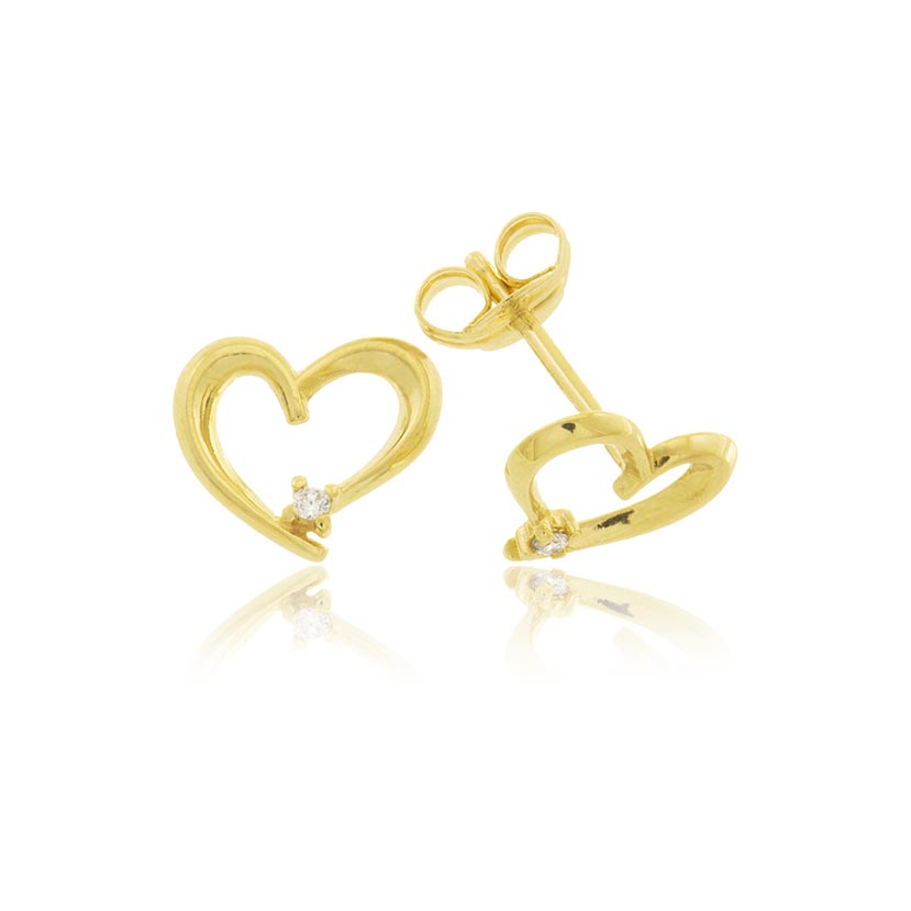 9K - PENDIENTES CORAZON CURVO CON CIRCONITA (7.80x8.80mm)