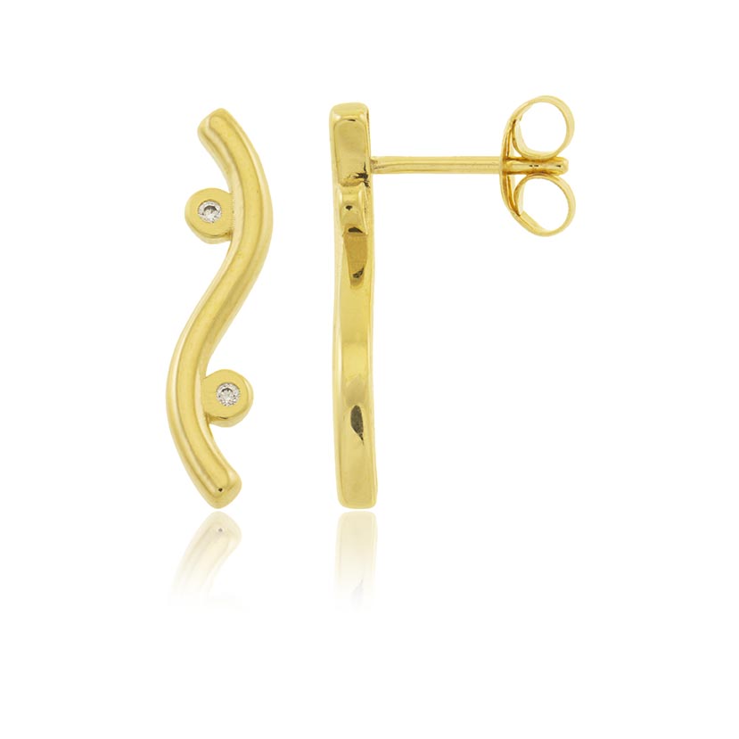 9K - PENDIENTES BANDAS 2 CURVAS CON 2 CIRCONITAS (16.90x3.80mm)