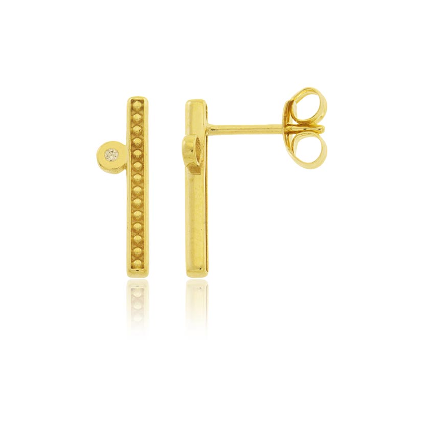 18K - PENDIENTES BANDA PUNTITOS CON CIRCONITA (3.80x12.50mm)