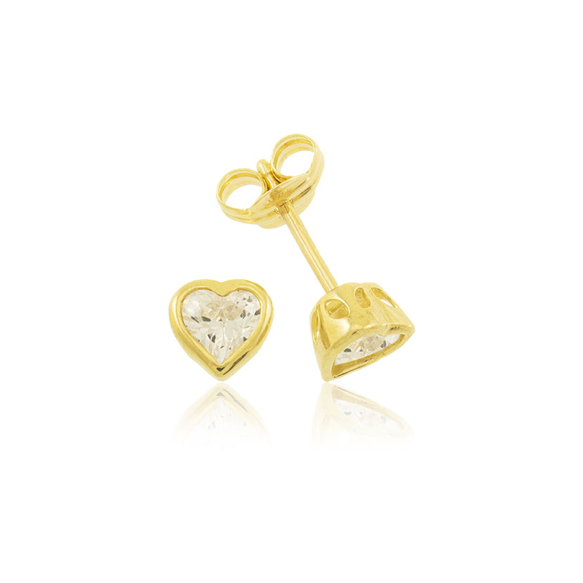 14K - PENDIENTES CORAZON 5.10x5.50mm CON CIRCONITA DE 4x4mm