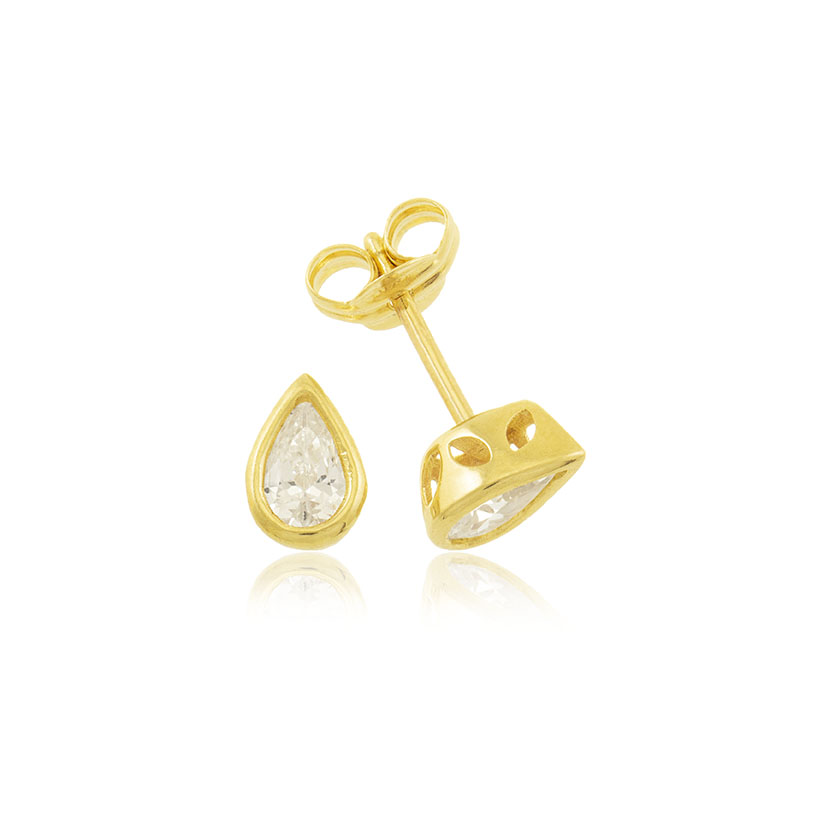18K - PENDIENTES LAGRIMA 6.30x4.30mm CON CIRCONITA DE 5x3mm